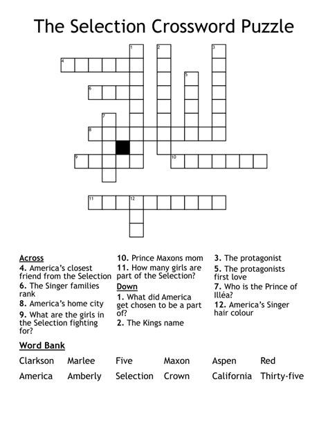 set of selections crossword